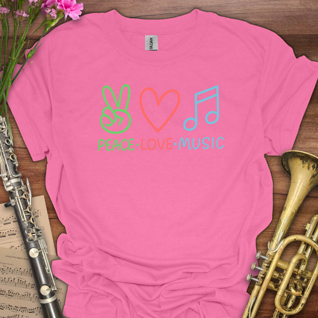 Peace Love Music Emoji T-Shirt