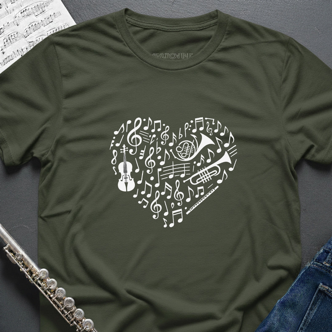 Music Symbols Heart T-Shirt