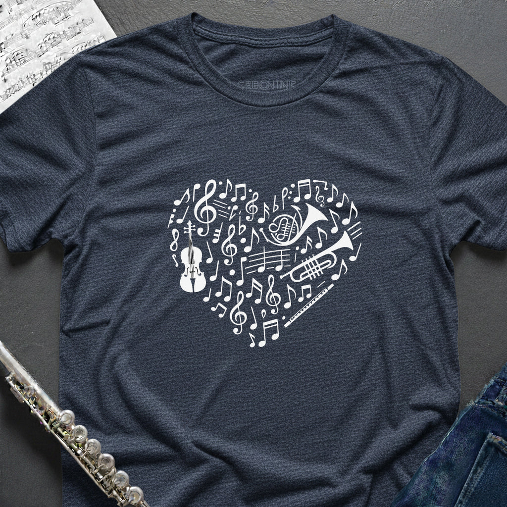 Music Symbols Heart T-Shirt