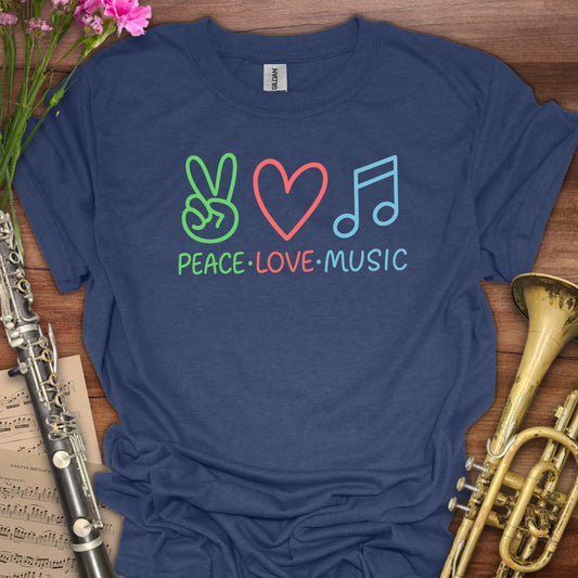 Peace Love Music Emoji T-Shirt