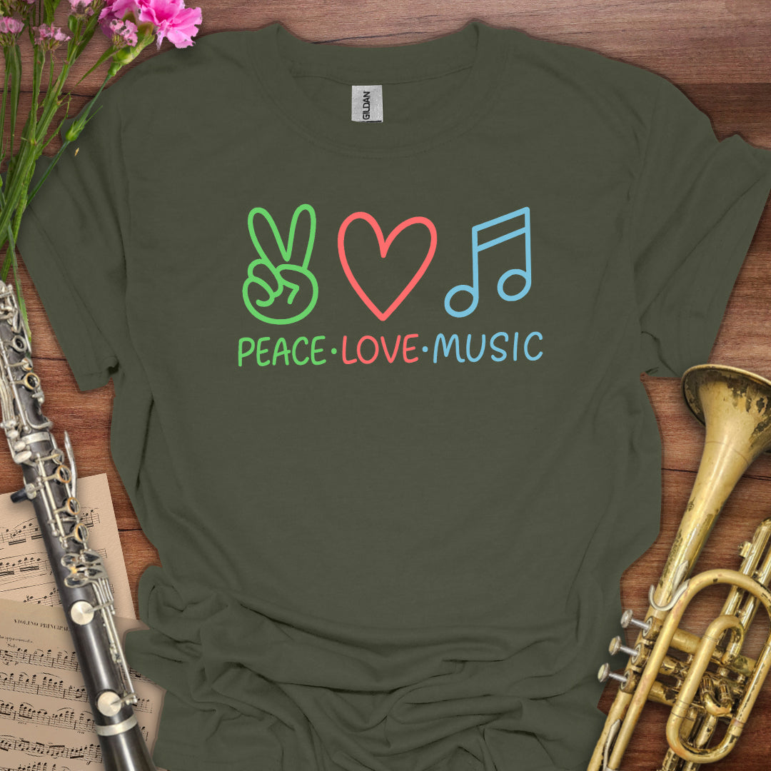 Peace Love Music Emoji T-Shirt