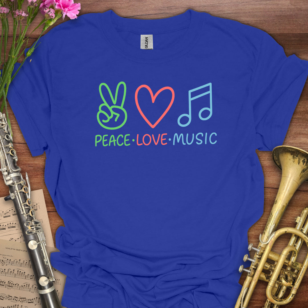 Peace Love Music Emoji T-Shirt
