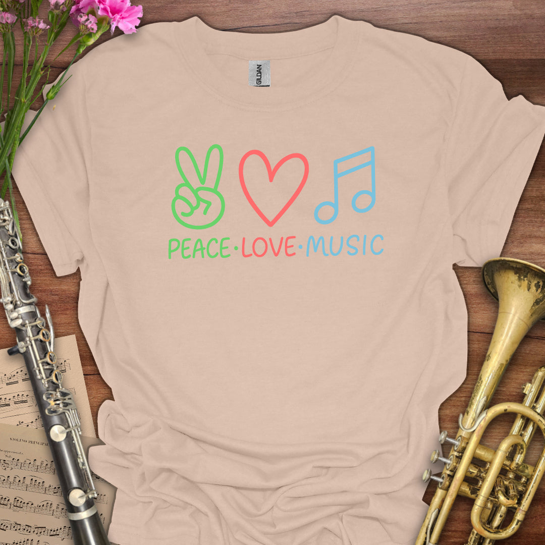 Peace Love Music Emoji T-Shirt