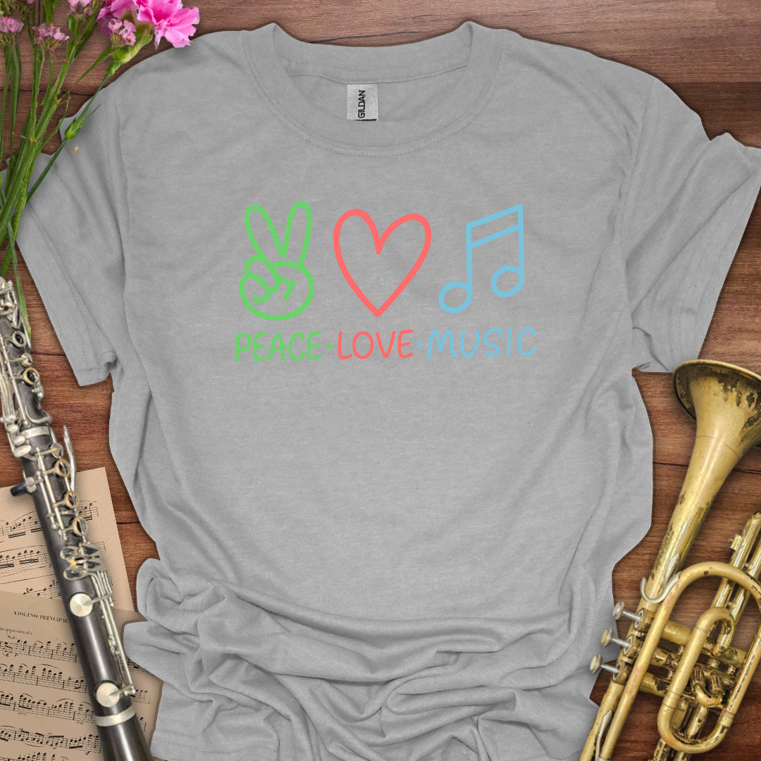 Peace Love Music Emoji T-Shirt