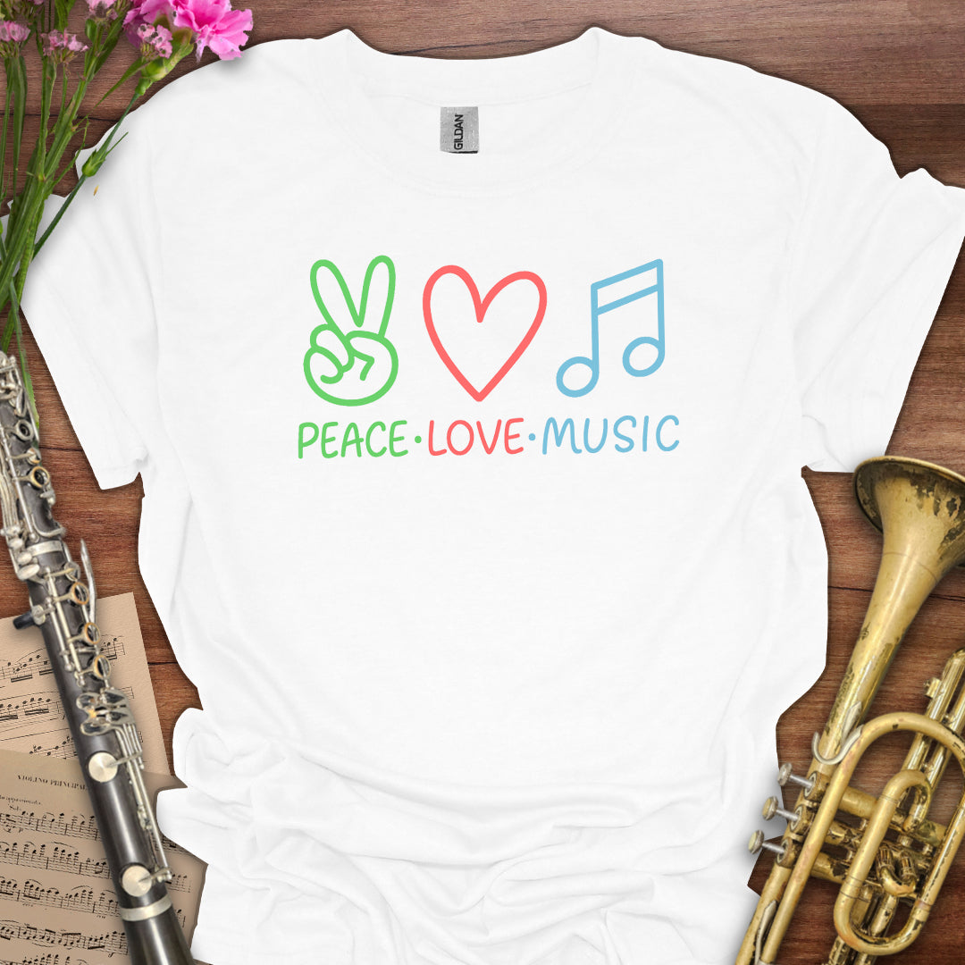 Peace Love Music Emoji T-Shirt