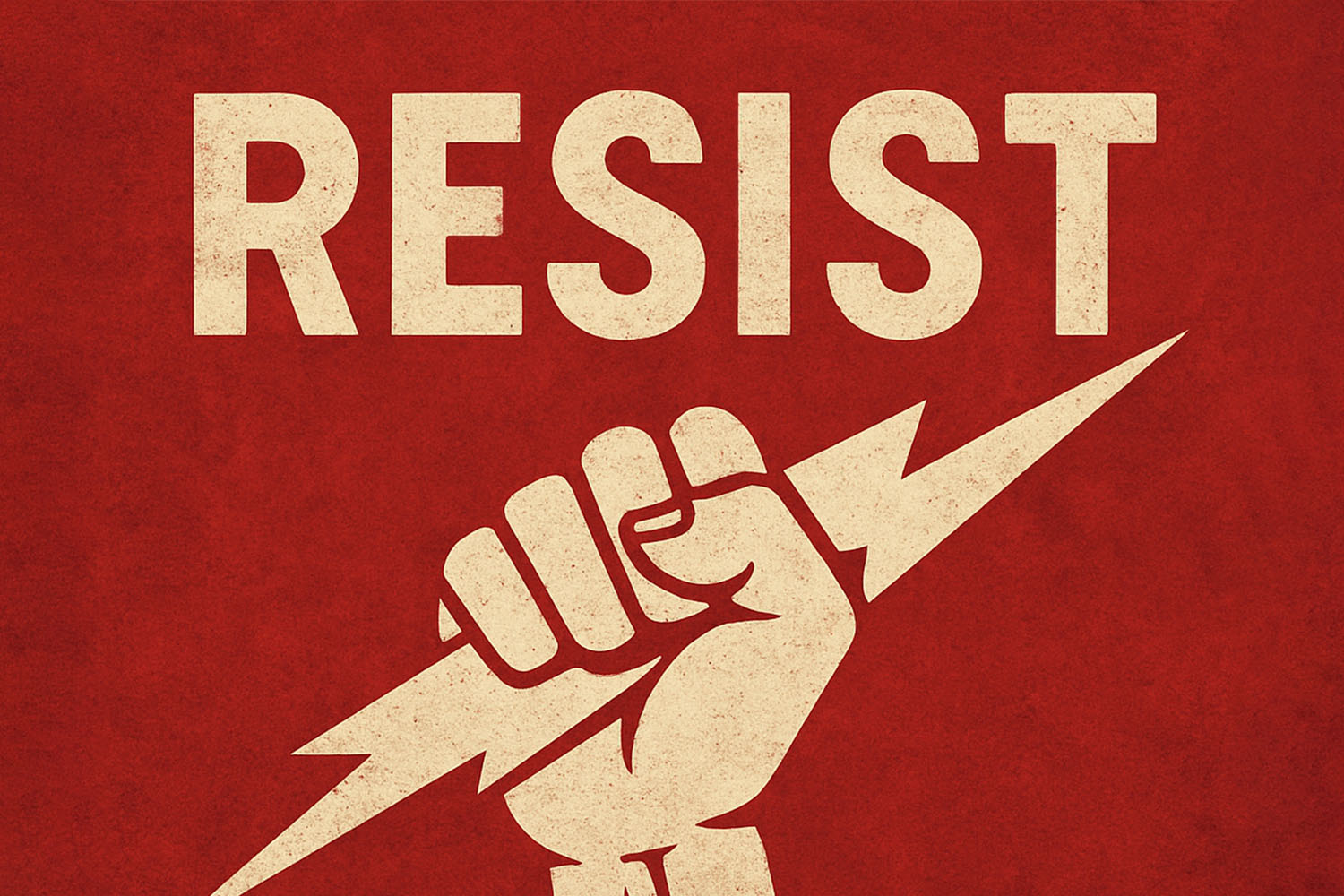Vintage red RESIST protest artwork—Political Pulse anti-Trump merch line.