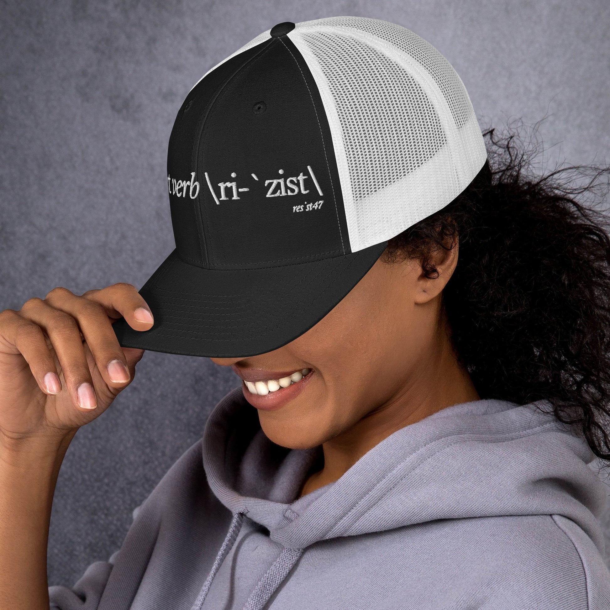 Navy/ White cap with “Define Resist - Baseball” graphic, front view
