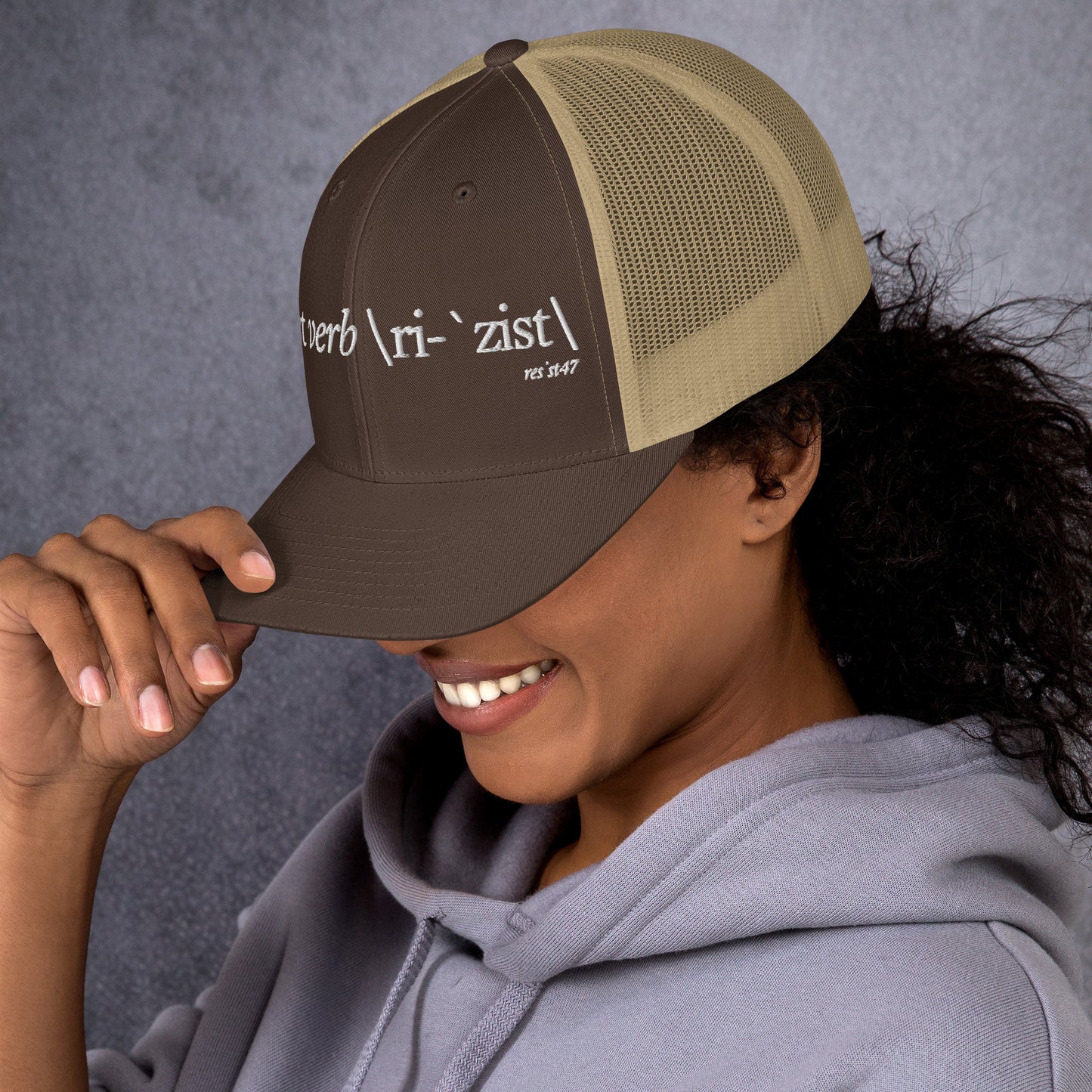 Khaki cap with “Define Resist - Baseball” graphic, front view