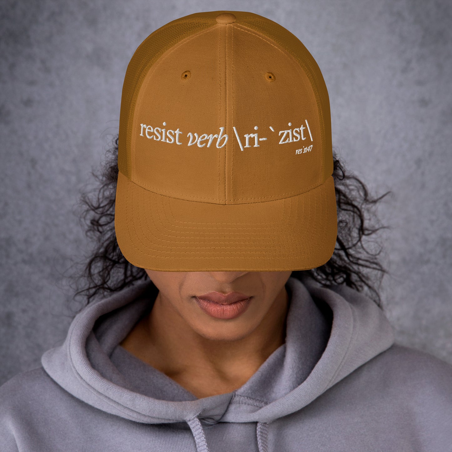 cap with “Define Resist - Baseball” graphic, front view