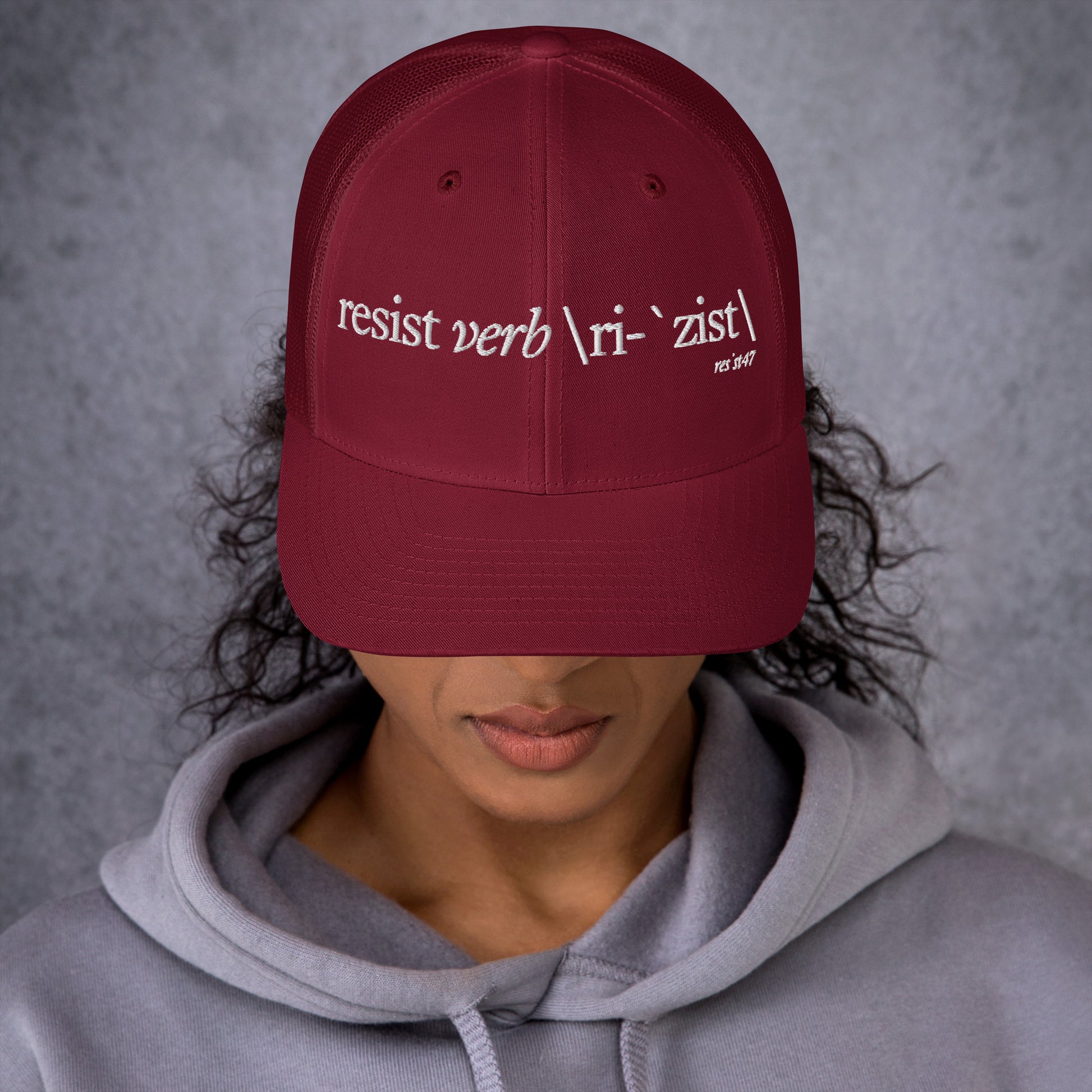Rustic Orange/ Khaki cap with “Define Resist - Baseball” graphic, front view
