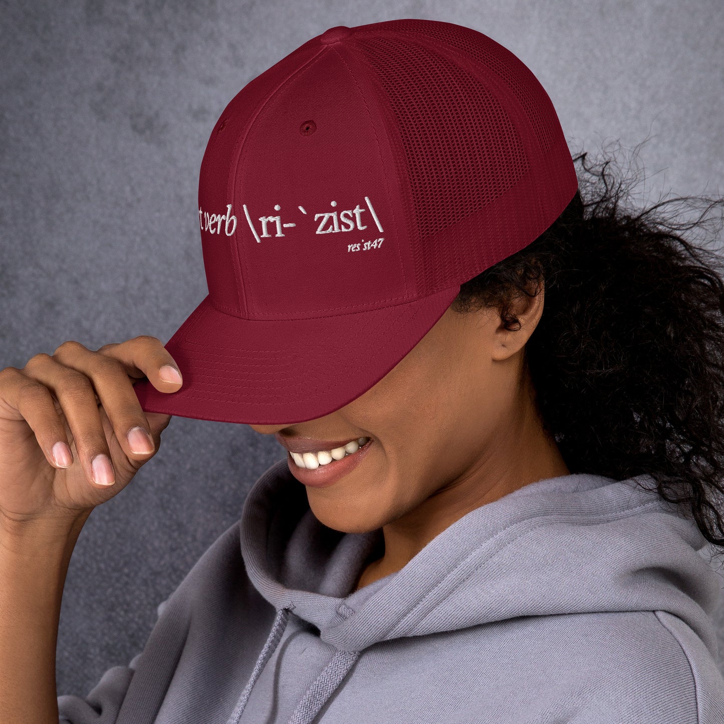 Pink cap with “Define Resist - Baseball” graphic, front view