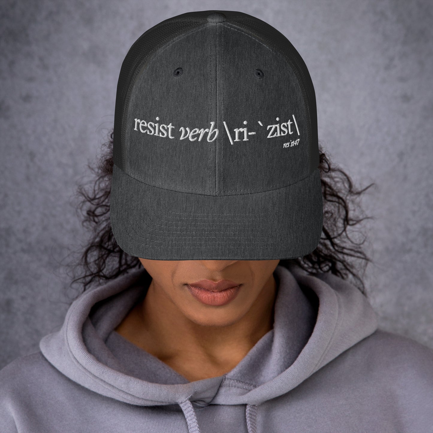 Moss/ Khaki cap with “Define Resist - Baseball” graphic, front view