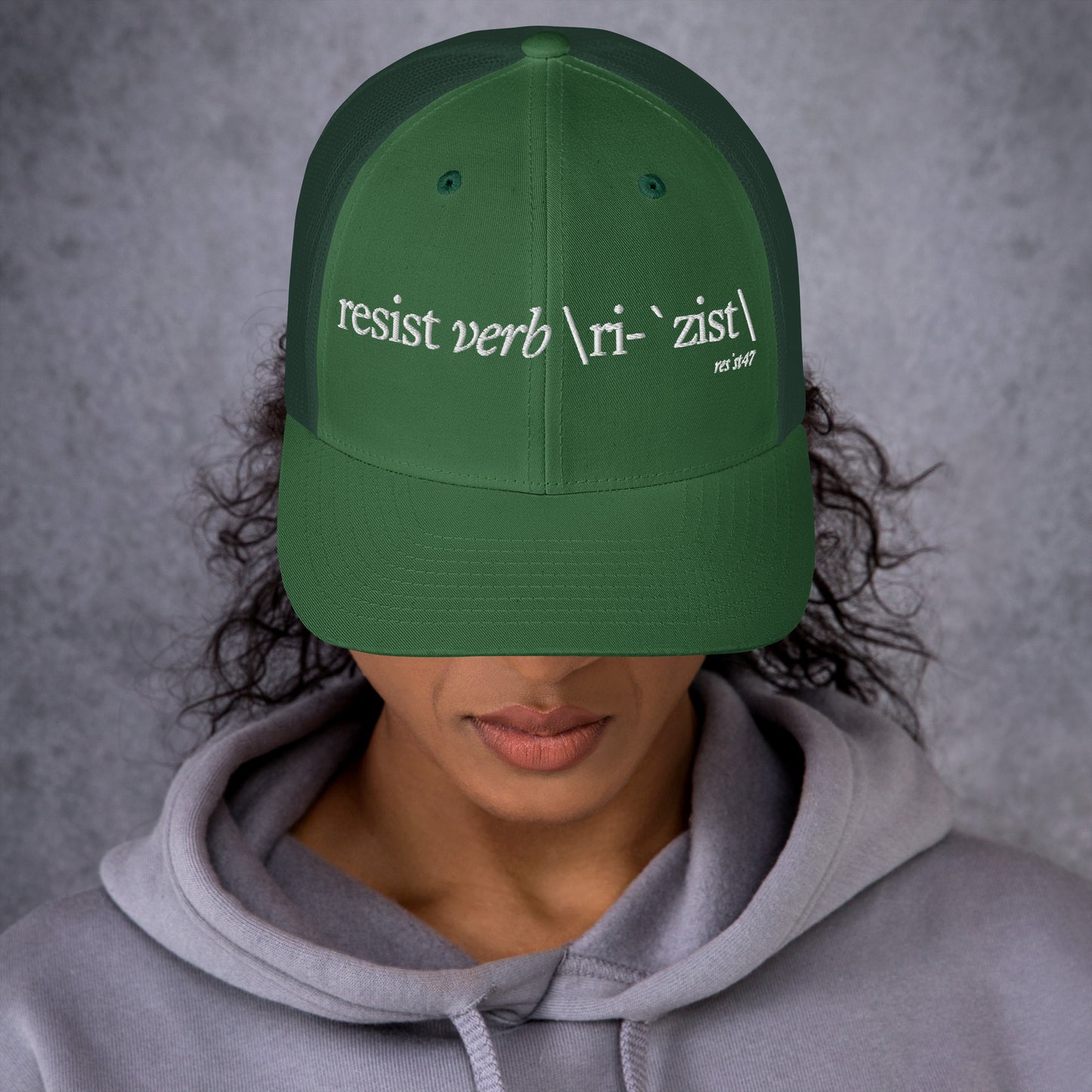 cap with “Define Resist - Baseball” graphic, front view