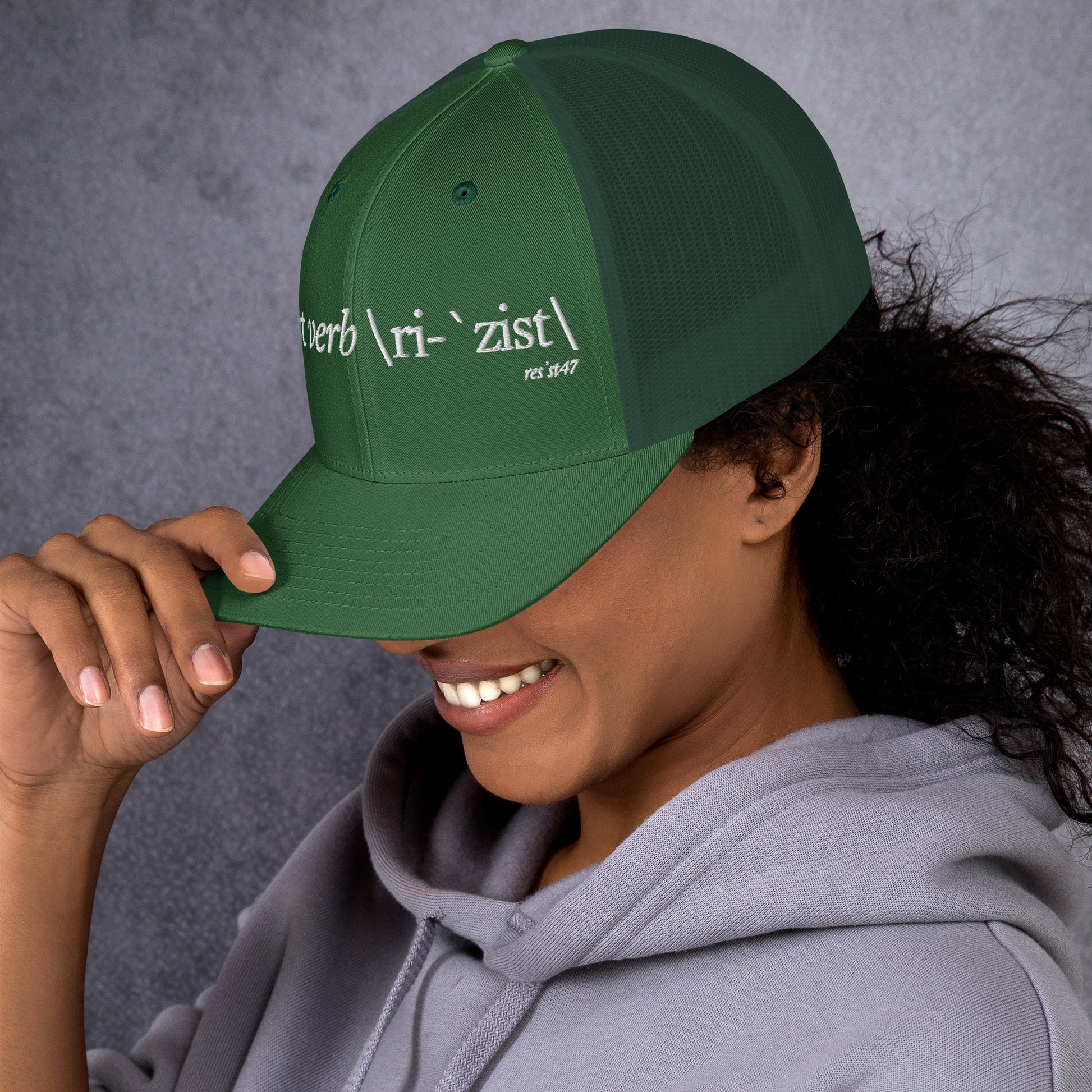 cap with “Define Resist - Baseball” graphic, front view