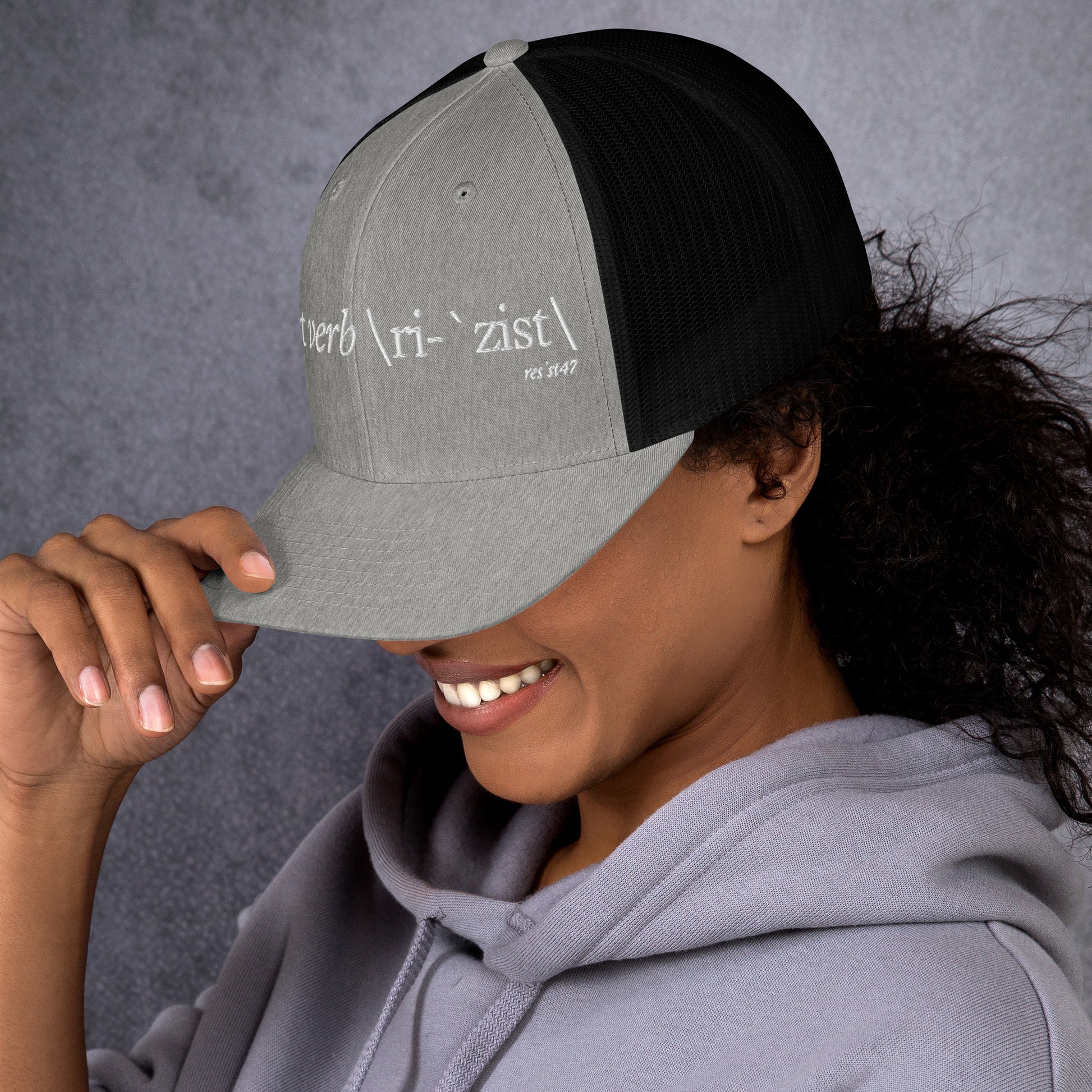 cap with “Define Resist - Baseball” graphic, front view