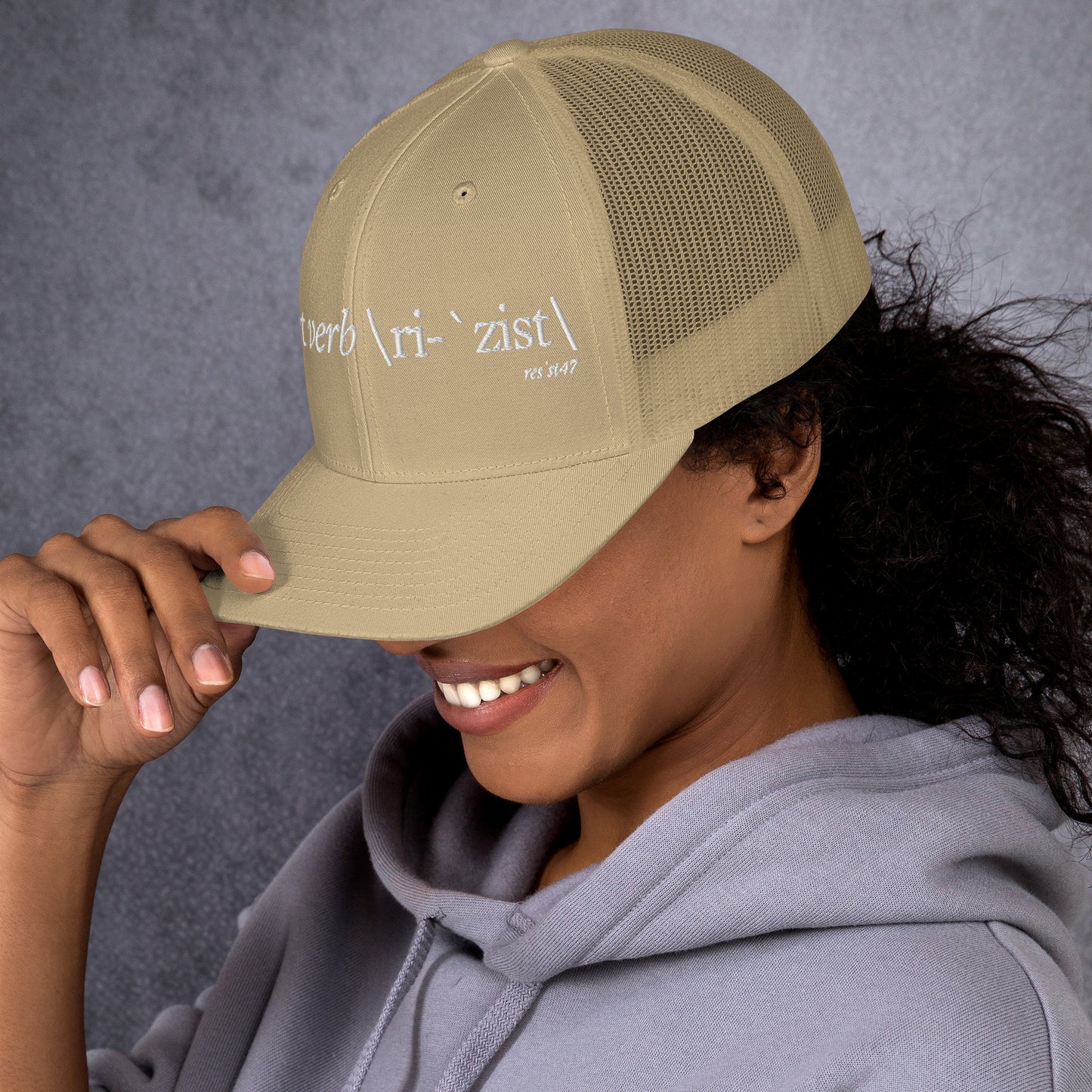 cap with “Define Resist - Baseball” graphic, front view