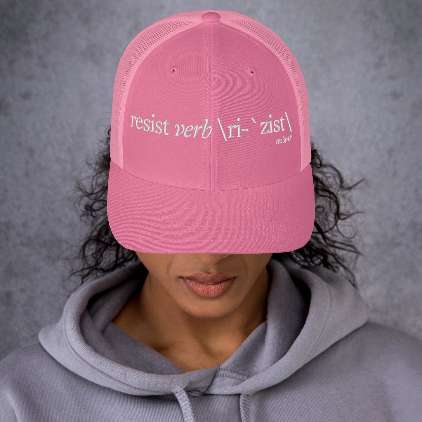 cap with “Define Resist - Baseball” graphic, front view