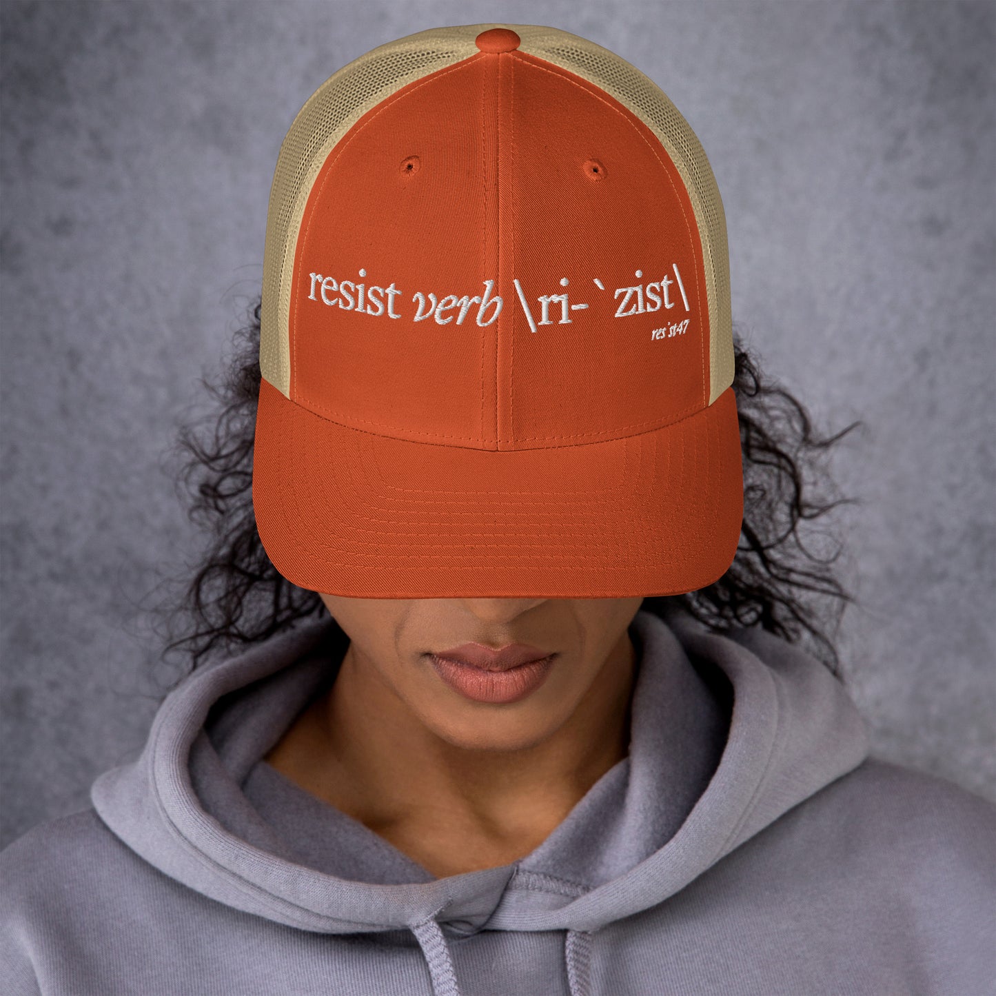 cap with “Define Resist - Baseball” graphic, front view