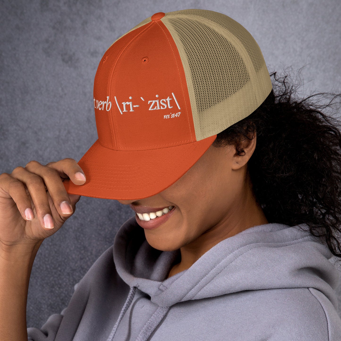 cap with “Define Resist - Baseball” graphic, front view