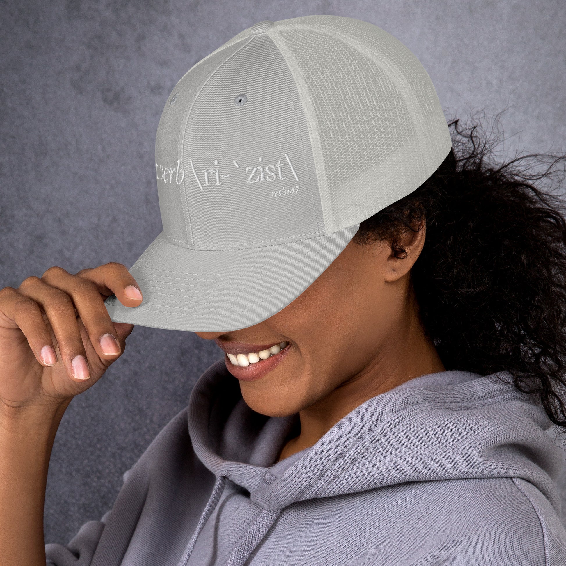 cap with “Define Resist - Baseball” graphic, front view