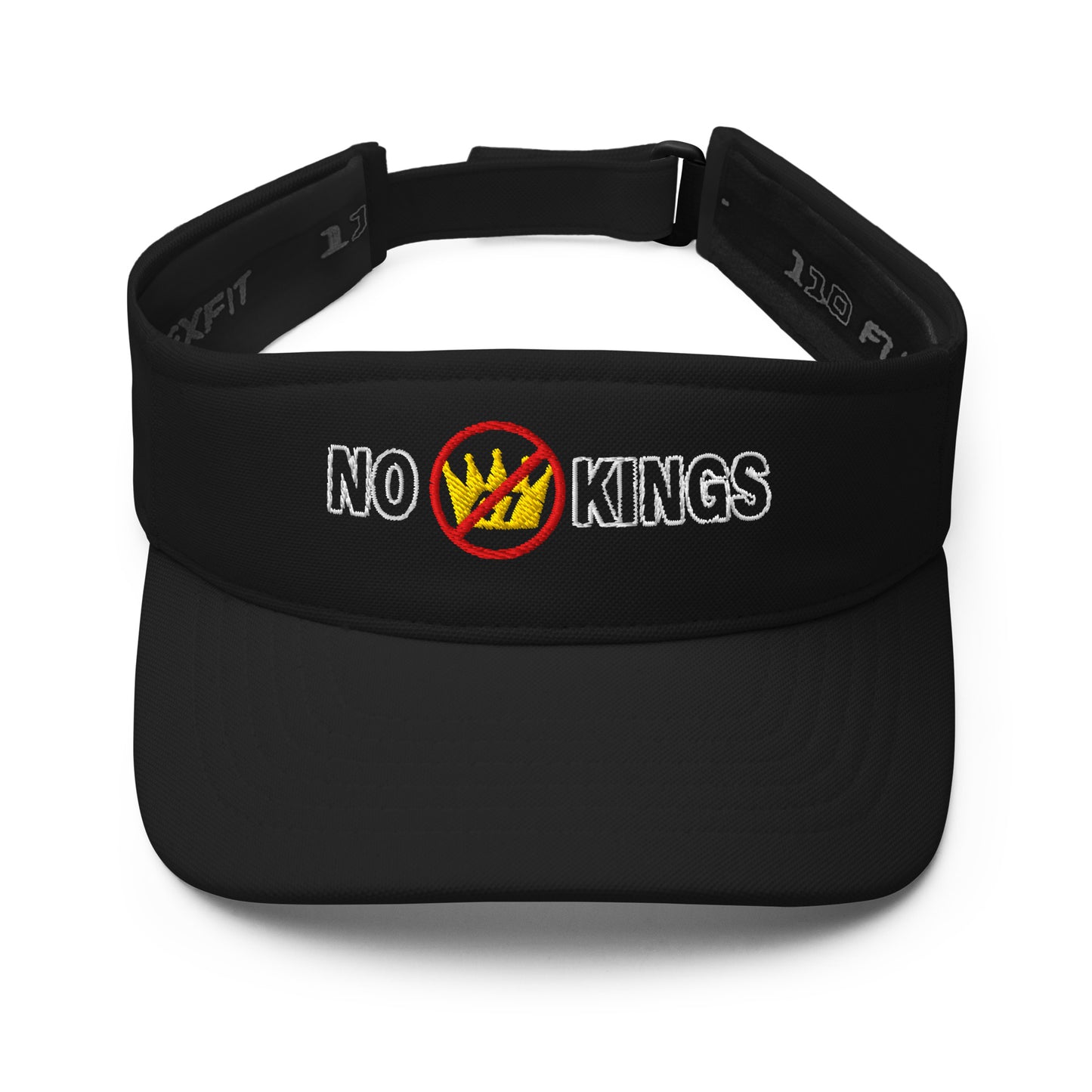 visor with “No Kings” graphic, front view