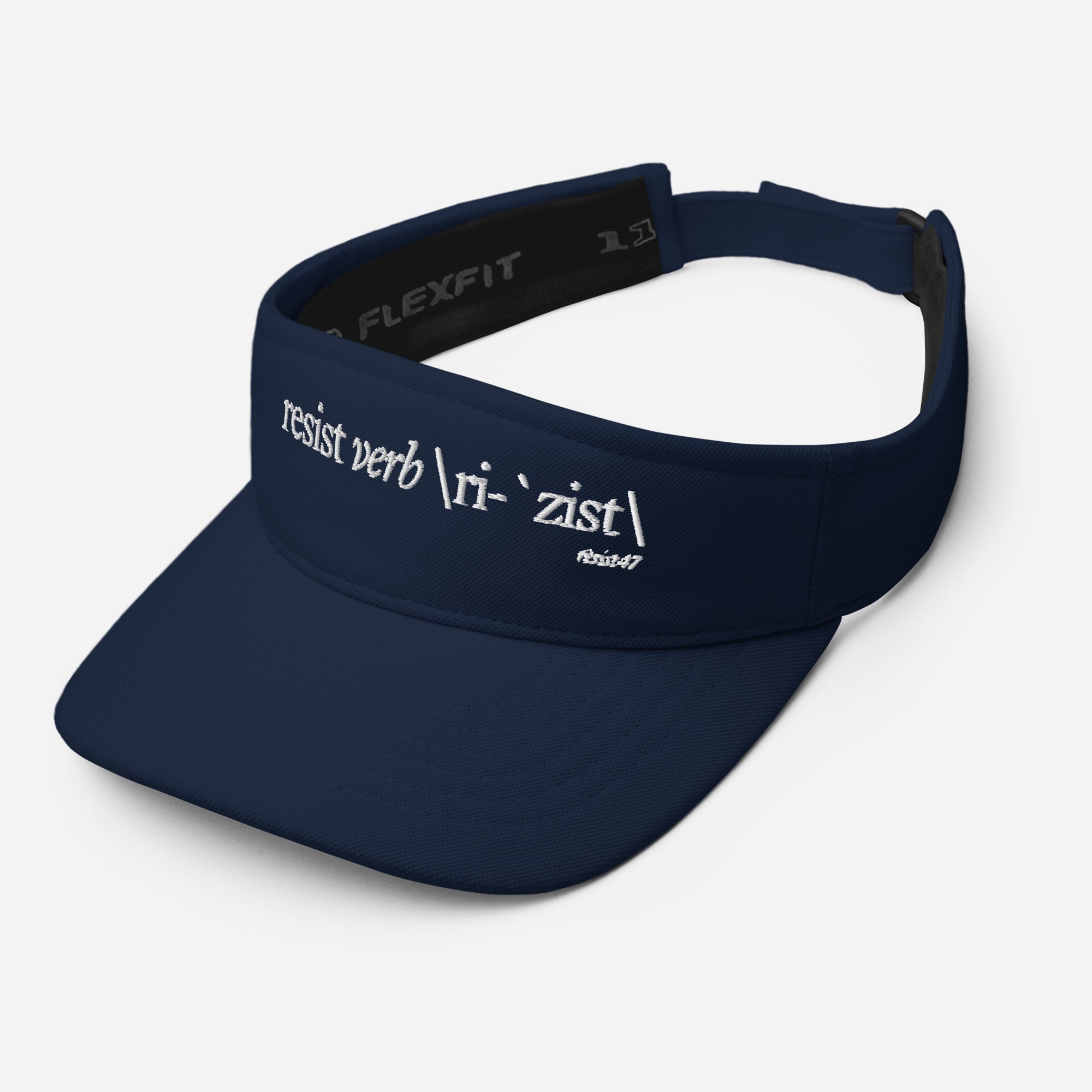 visor with “Resist Definition” graphic, front view