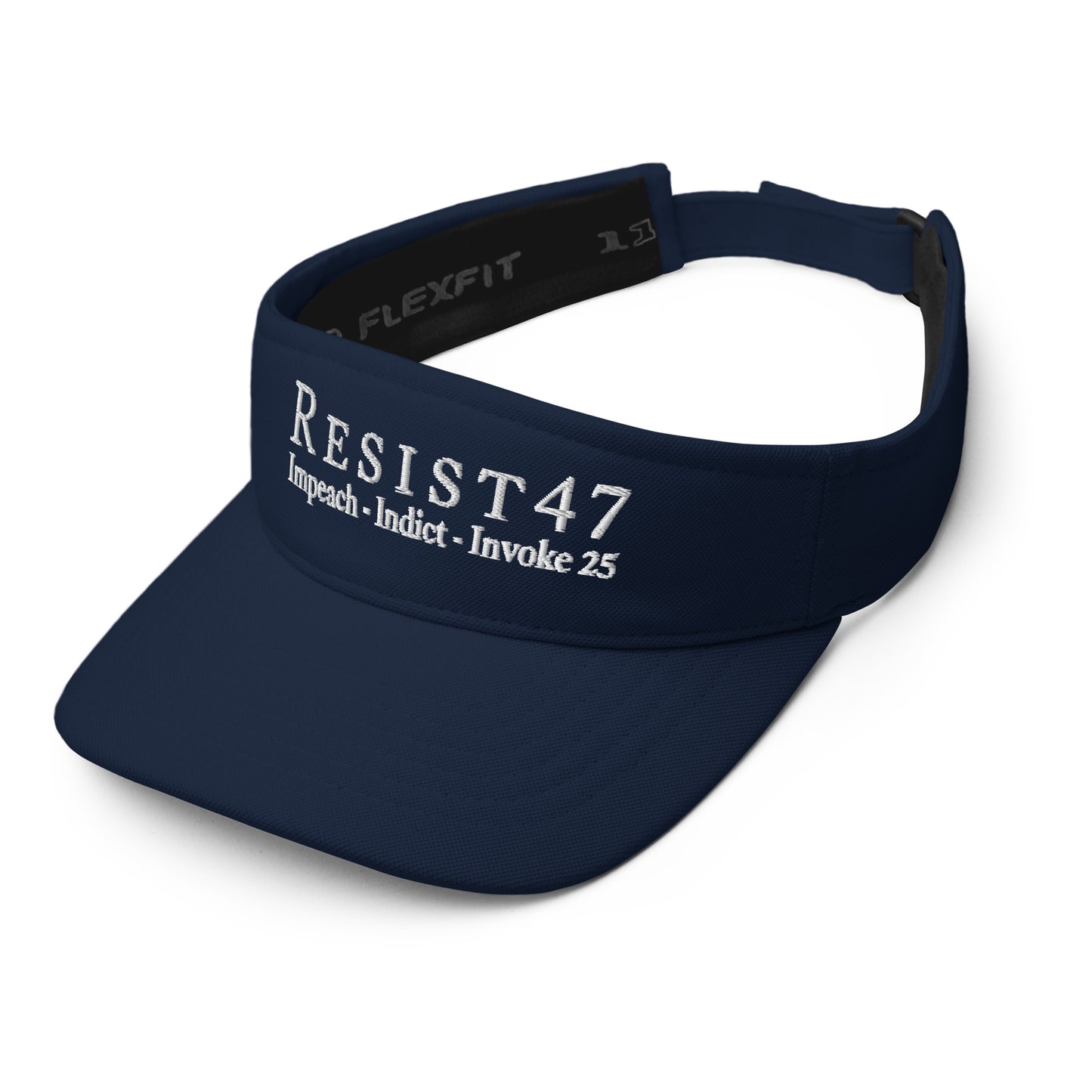 Red visor with “Resist47 Protest” graphic, front view
