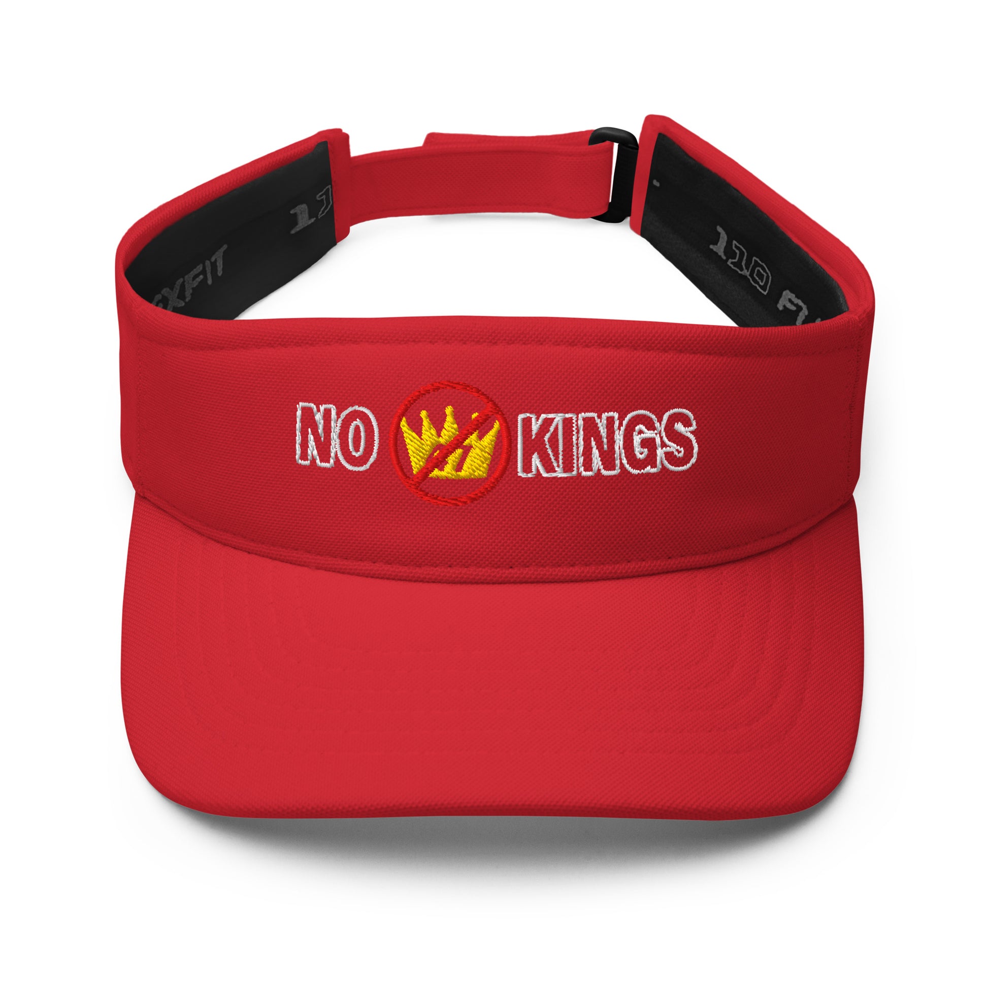 visor with “No Kings” graphic, front view