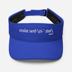 Black visor with “Resist Definition” graphic, front view