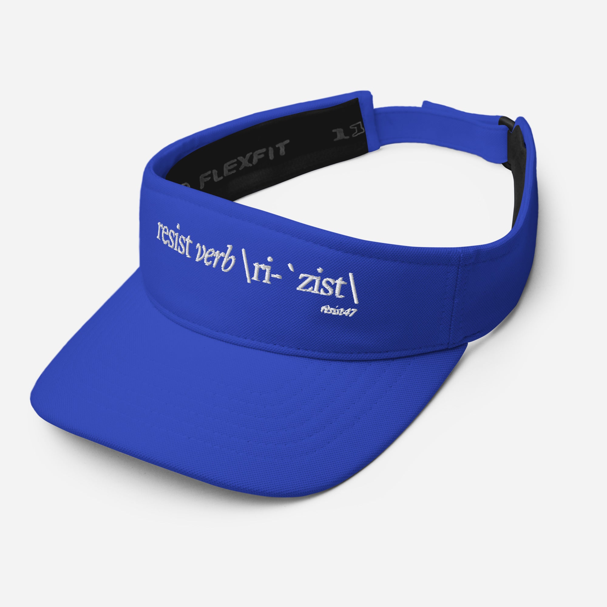 visor with “Resist Definition” graphic, front view
