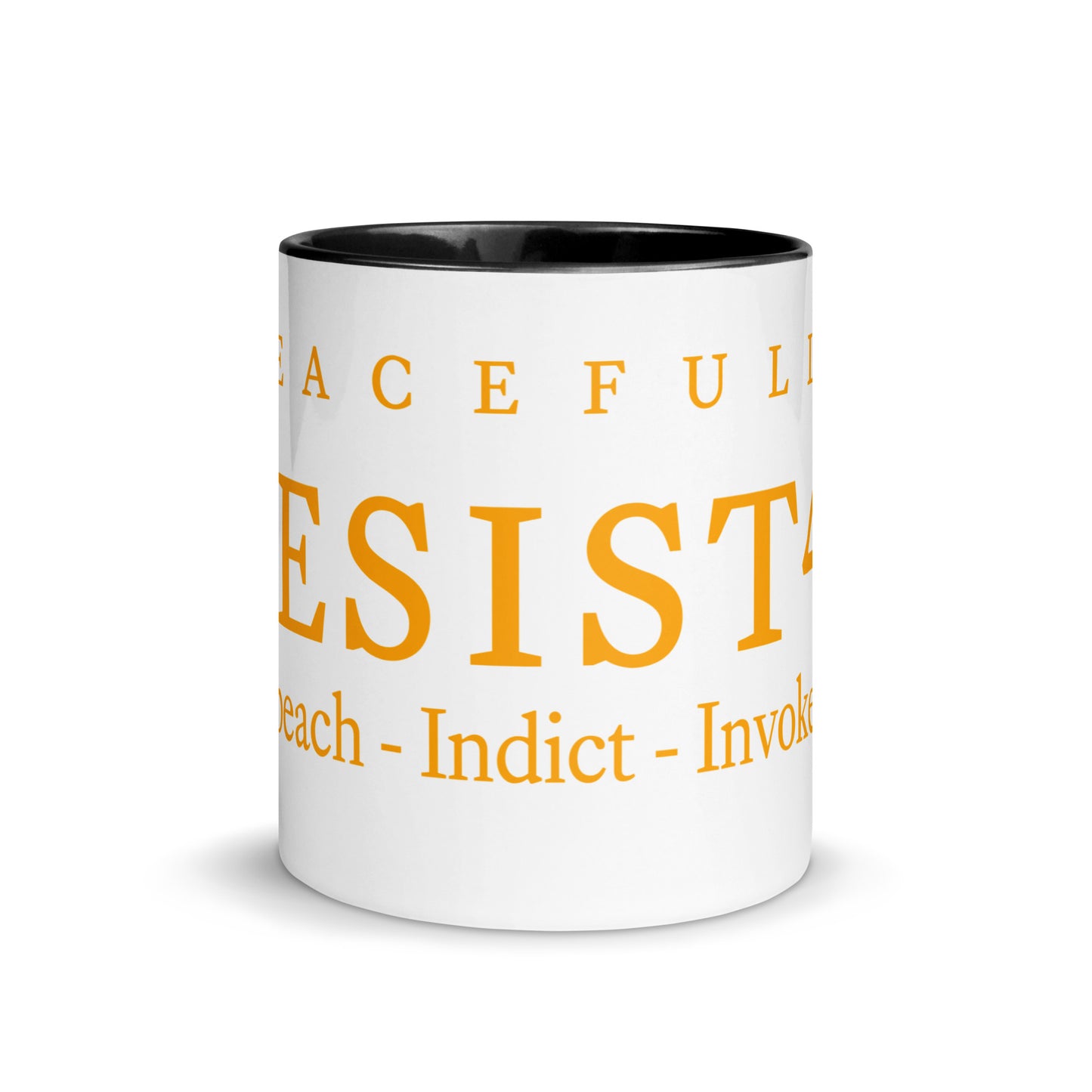 Red mug with “Resist47 Logo” graphic, front view