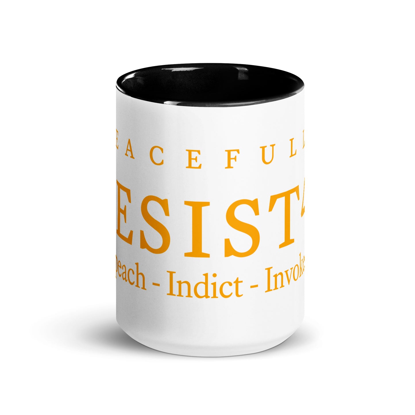mug with “Resist47 Logo” graphic, front view