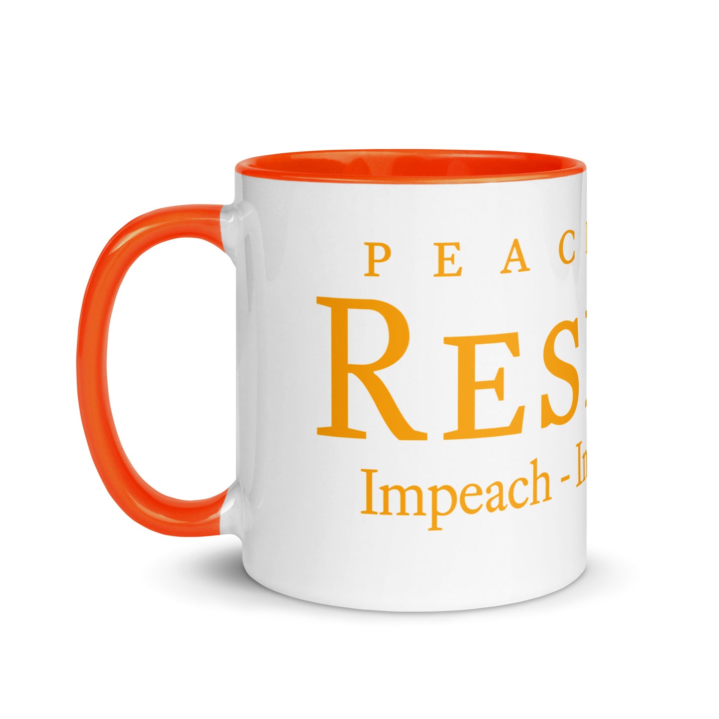 mug with “Resist47 Logo” graphic, front view