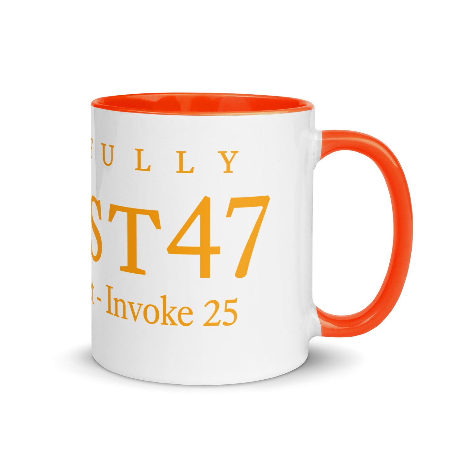mug with “Resist47 Logo” graphic, front view