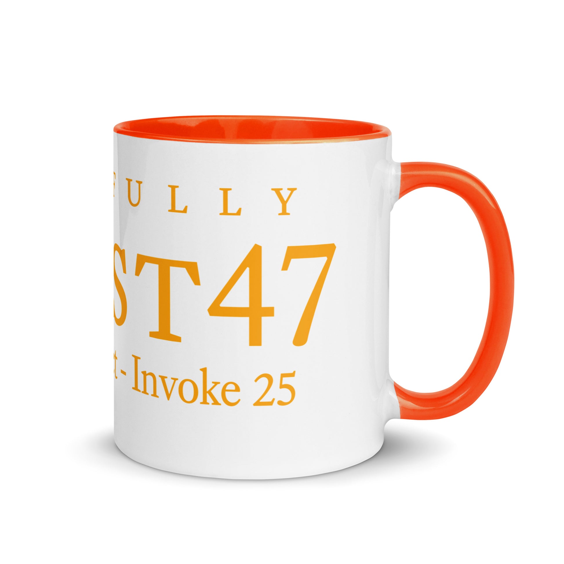 mug with “Resist47 Logo” graphic, front view