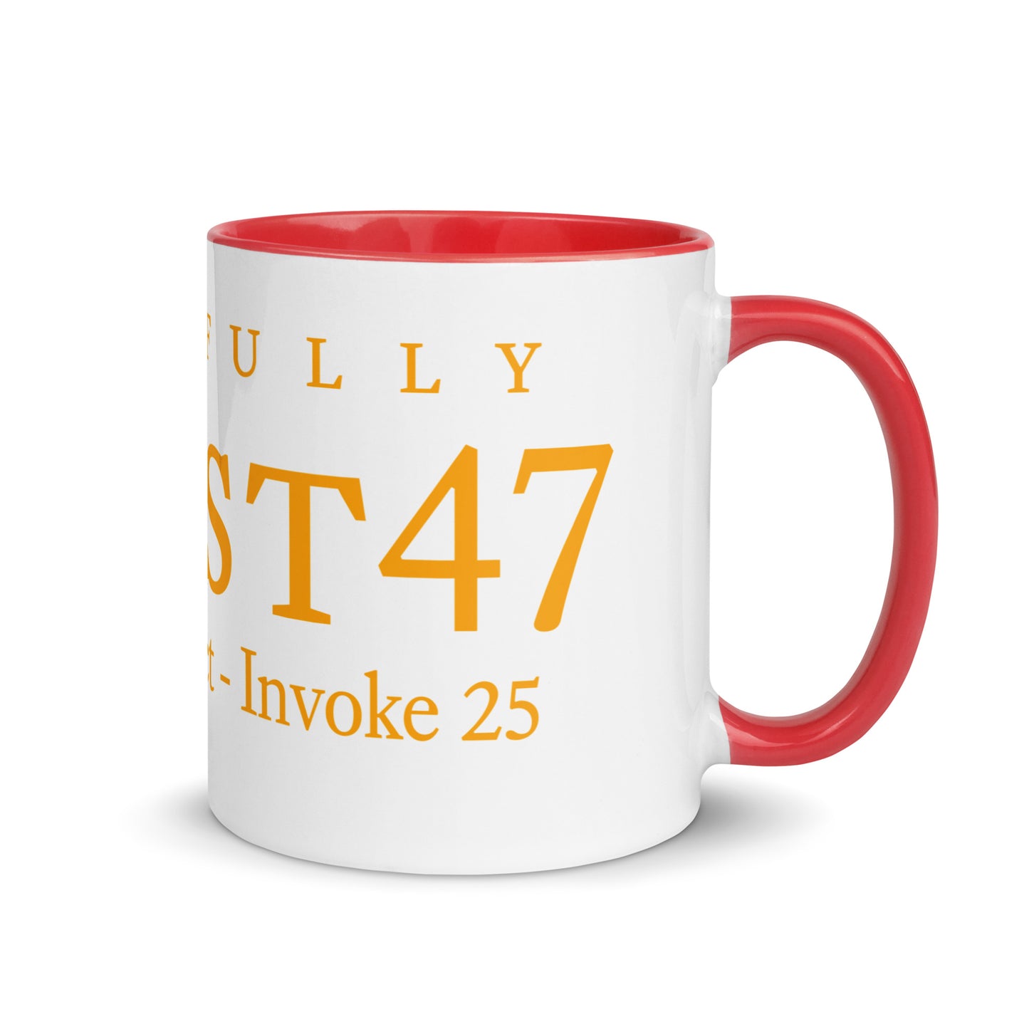 mug with “Resist47 Logo” graphic, front view