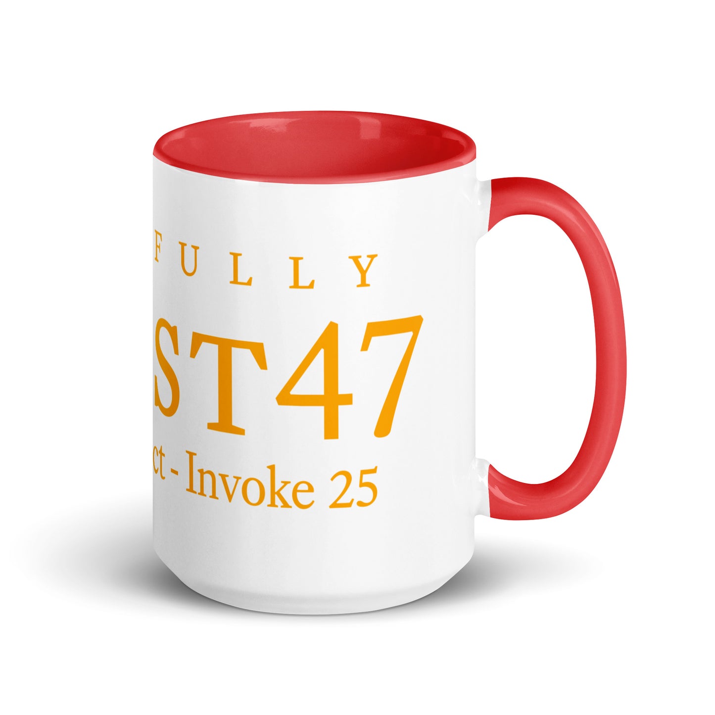 mug with “Resist47 Logo” graphic, front view