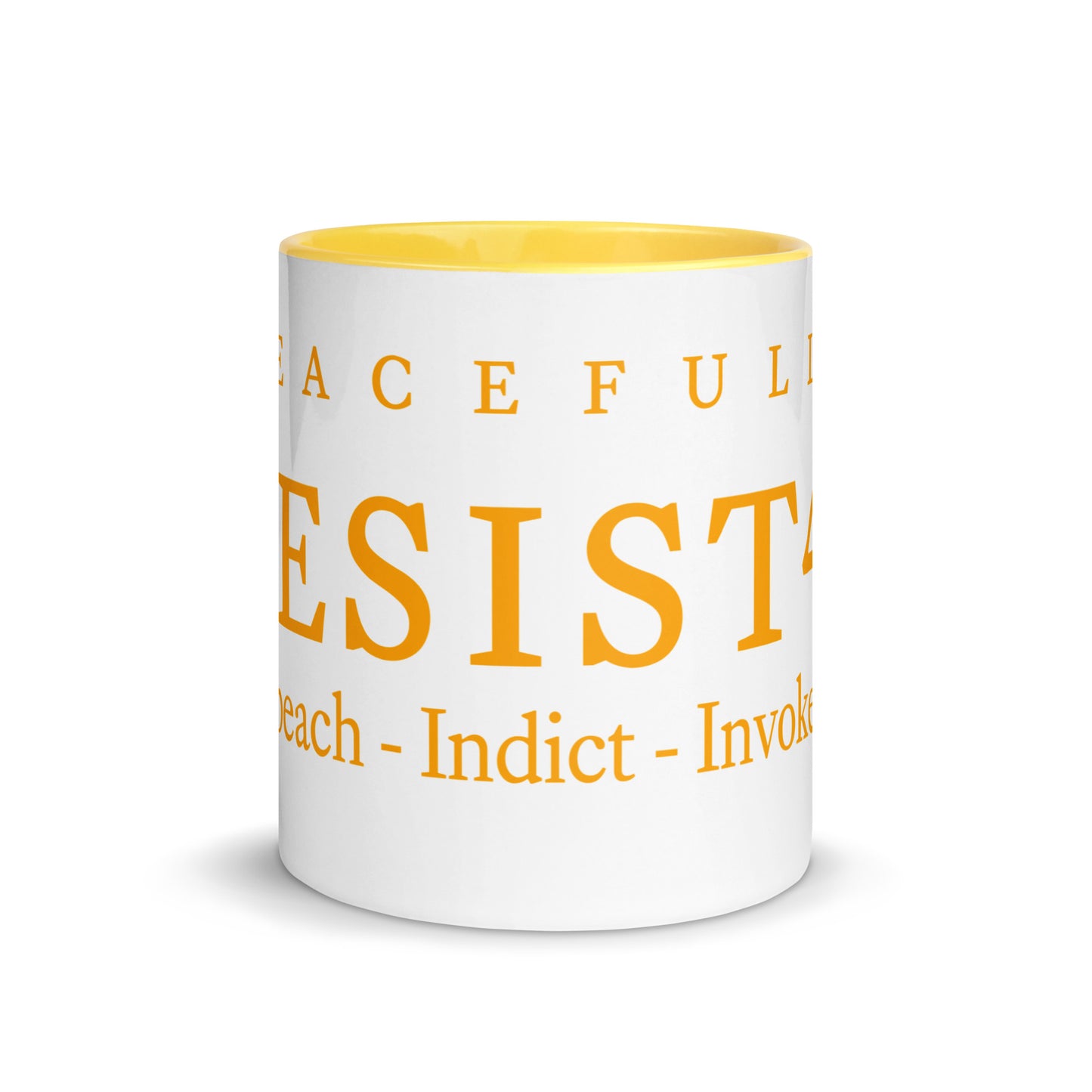 Black mug with “Resist47 Logo” graphic, front view