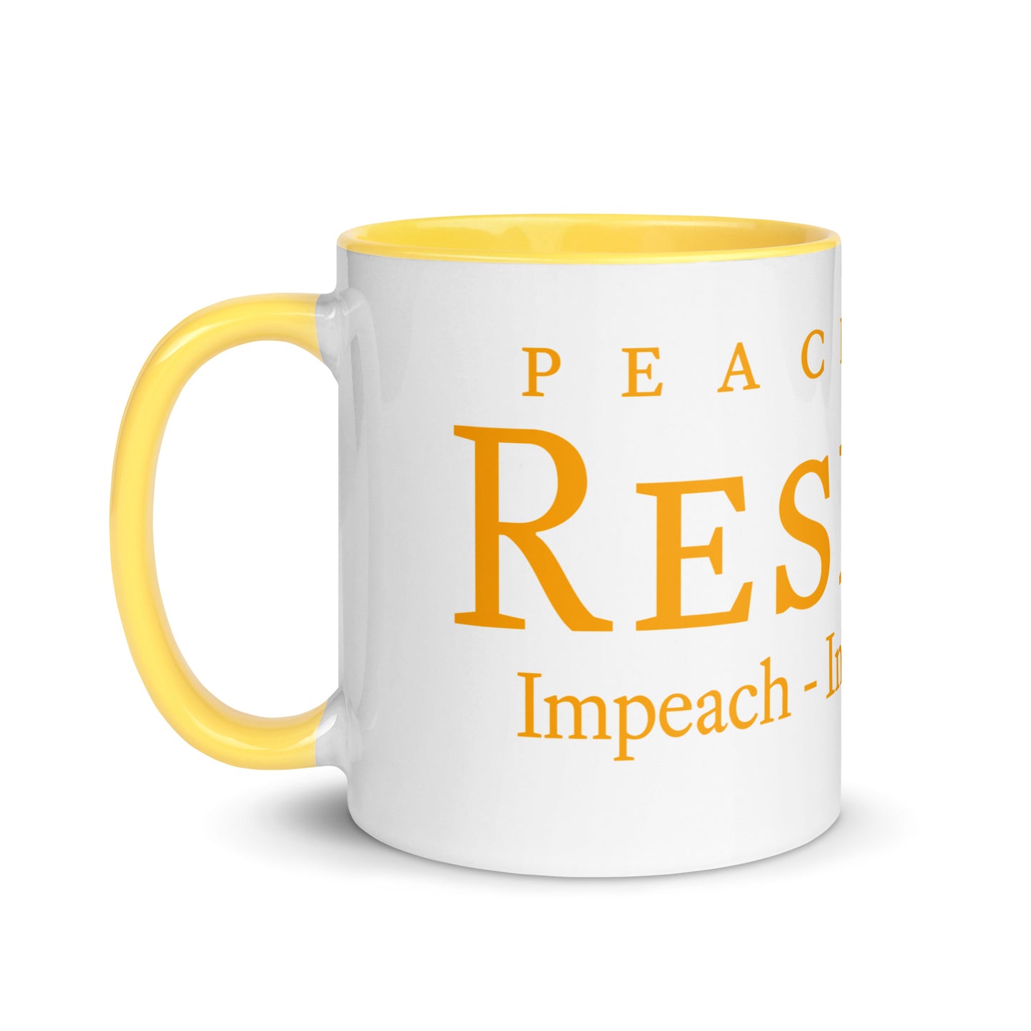 mug with “Resist47 Logo” graphic, front view