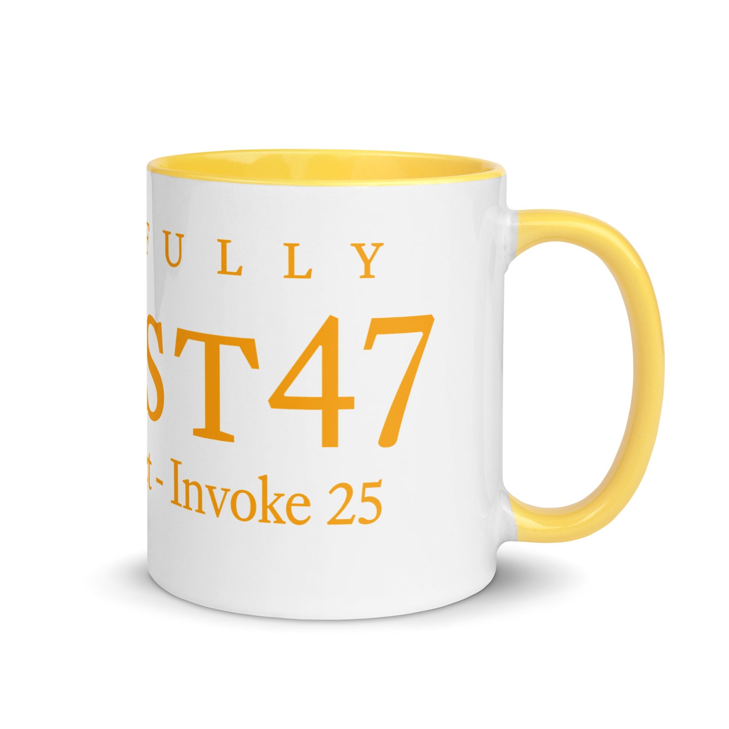 mug with “Resist47 Logo” graphic, front view